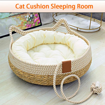 Summer Cat Bed Woven Rattan
