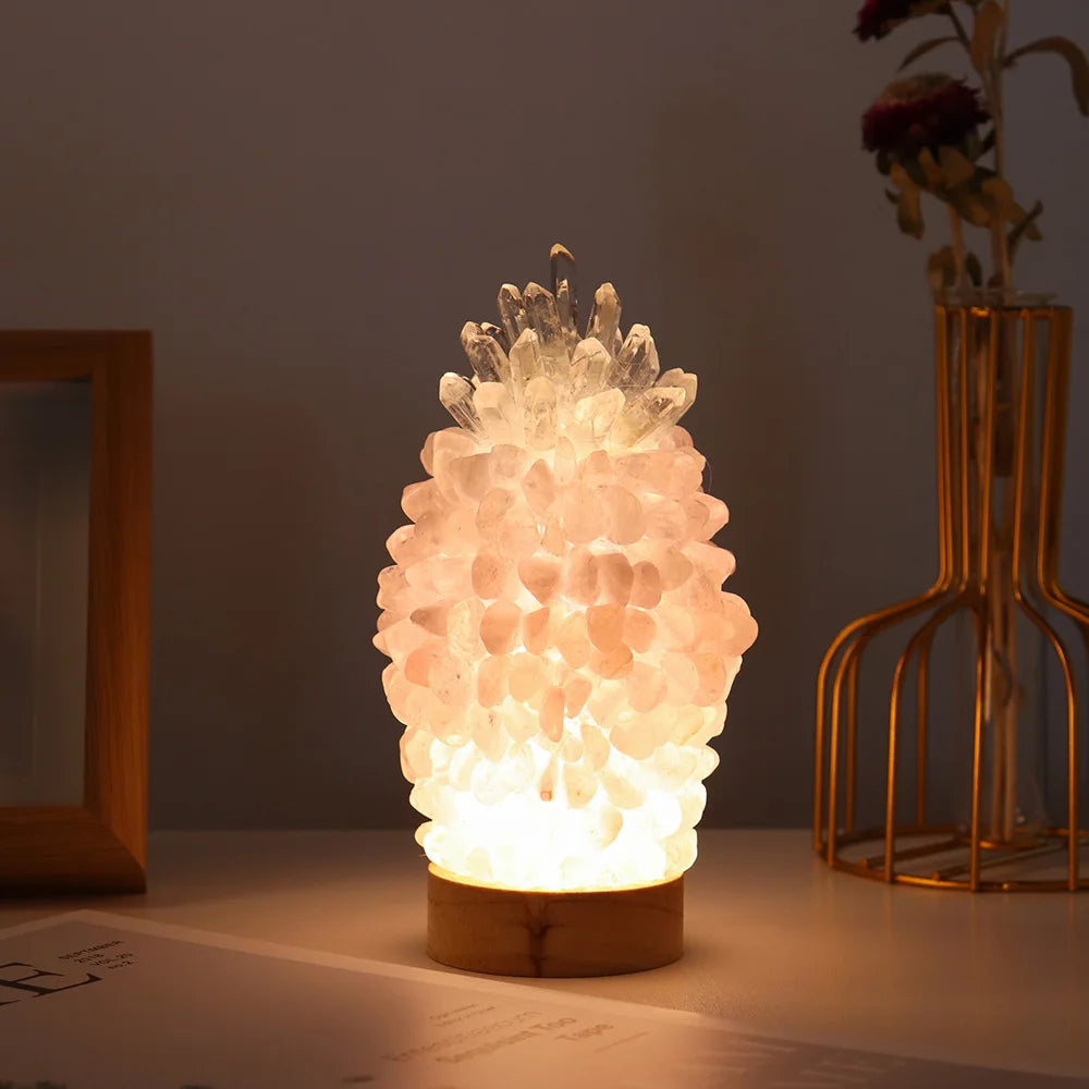 Natural Rose Quartz Crystal Lamp - Health Energy Gem Gift