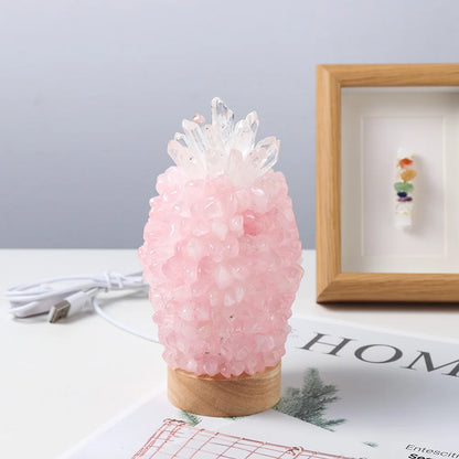 Natural Rose Quartz Crystal Lamp - Health Energy Gem Gift