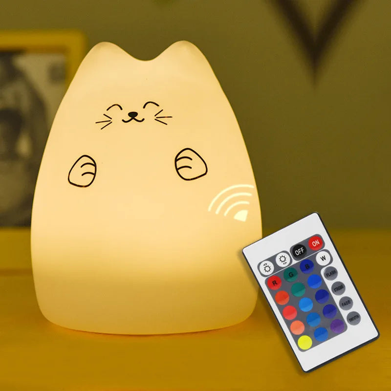 Cat LED Night Light Touch Sensor 16 Colors USB Rechargeable Lamp