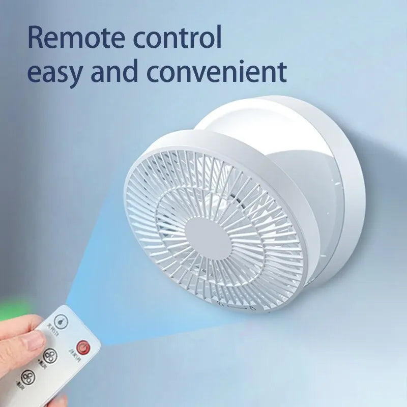 Portable Rechargeable Wall-Hanging Fan with Remote Control