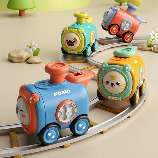Cartoon Train Toy Car with Face Changing and Whistle