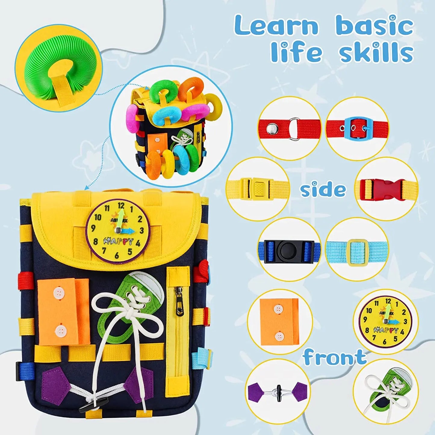 Kid Montessori Busy Board Bag - Develop Fine Motor Skills