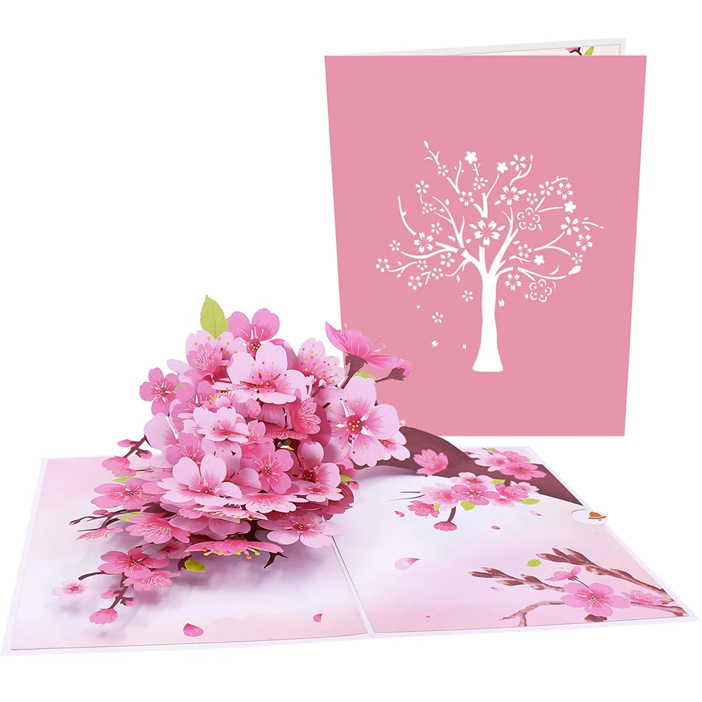 Pear Blossom Greeting Card with Envelope Flowers Postcard Pop-up Floral Birthday Cards Valentines Gifts Express Love Presents