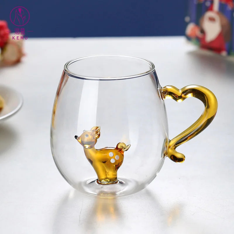 Cute Animals Christmas Tree Coffee Glass Cup