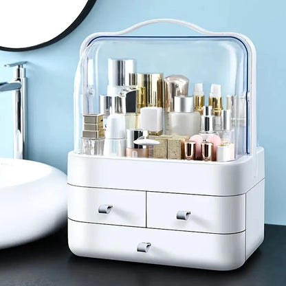 1pc Dust-Proof Cosmetics Storage Box - Desktop Makeup Organizer with Drawer for Skin Care Products