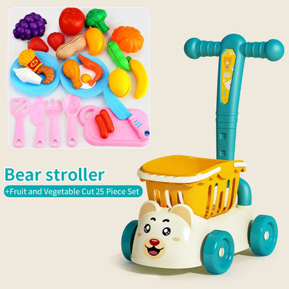 Kids Supermarket Shopping Trolley Toy Set with products