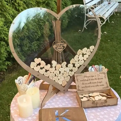 Wedding Guest Book Wedding Décor Drop Heart Guestbook Wooden Box Table Decoration