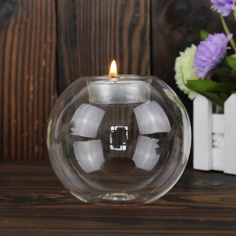 Hollow Glass Candle Holder Set