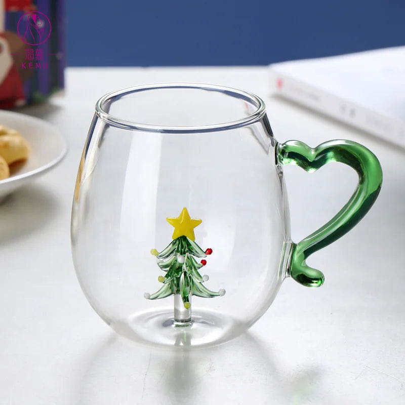 Cute Animals Christmas Tree Coffee Glass Cup