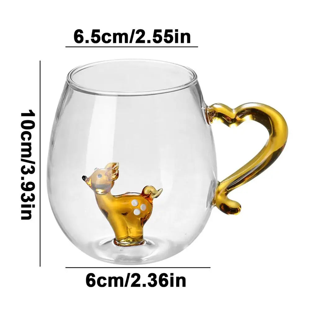 400ml 3D Glass Mug Cute Cartoon Animal Cup Animal