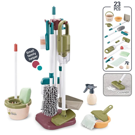 Kids Pretend Play Cleaning Set with Vacuum Cleaner Toy