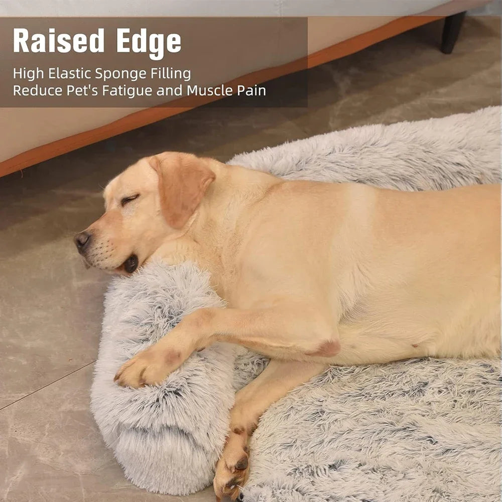 Removable Plush Pet Dog Bed Sofa - Winter Warm Washable Cushion Blanket