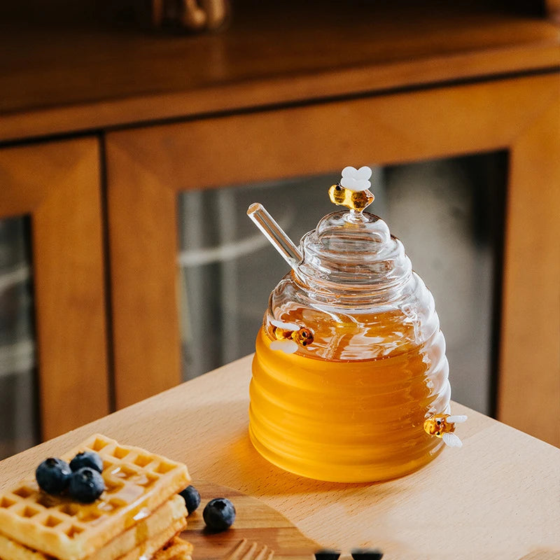Clear Glass Honey Storage Jar With Lid