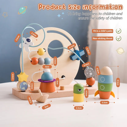 Montessori Sensory Baby Wooden Toy - Aviation Beaded Planet Learning