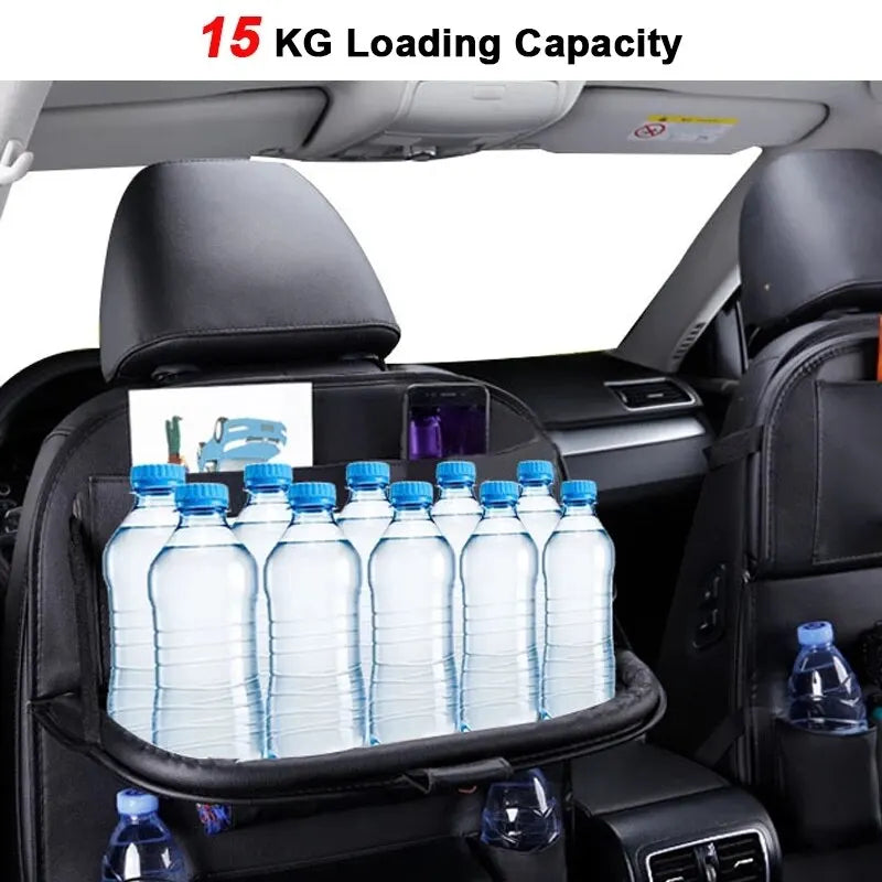 Car Seat Back Organizer with Foldable Table Tray