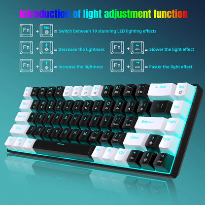 68 Keys Mechanical Gaming Keyboard RGB Backlit Blue Switch - 4 variants