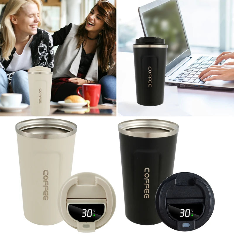 Smart Stainless Steel Coffee Tumbler - Intelligent Temperature Display - Portable Travel Mug 550ml