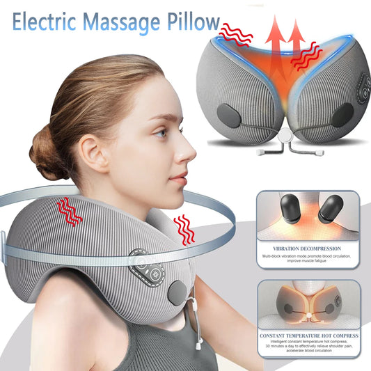 Electric U Shaped Memory Foam Neck Massager Pillow