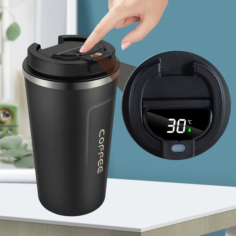 Smart Stainless Steel Coffee Tumbler - Intelligent Temperature Display - Portable Travel Mug 550ml