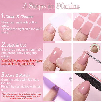 Harunouta Semi cured UV Gel Nail Wraps - 20 Tips