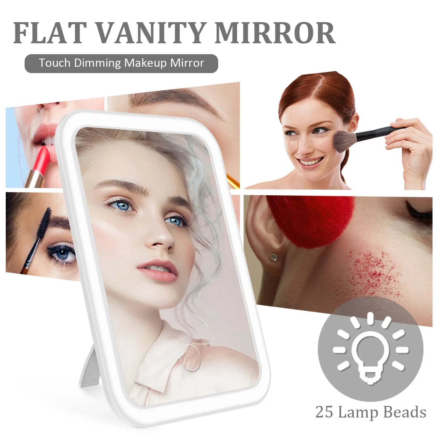 LED Makeup Mirror with Touch Screen & Kickstand