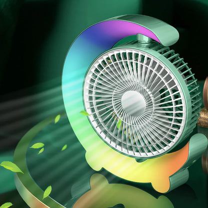 Portable USB Desk Fan with Colourful Light - 3 Speeds