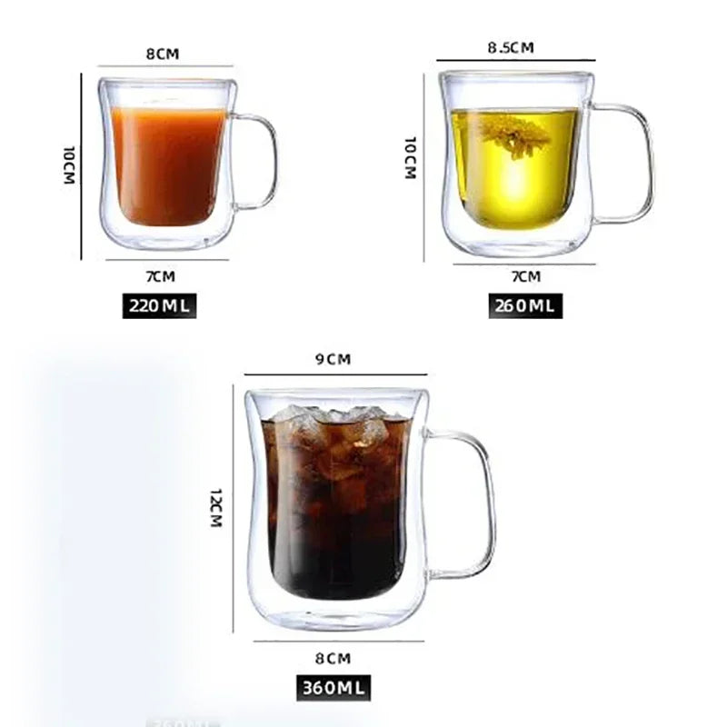 Double Wall Glass Coffee Cups - Set of 3