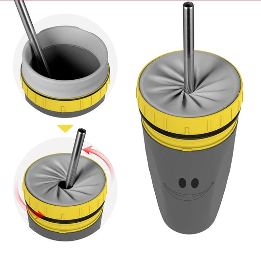 Portable Coffee Cup with Straw, Creative Twist Lid and BPA Free