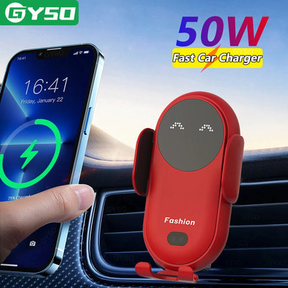 50W Car Wireless Charger Smart Auto Mount Phone Holder Induction Fast Charging - See Video & Variants