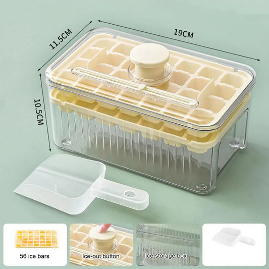 Large Capacity Ice Cube Mold Tray Set with Lid Scoop