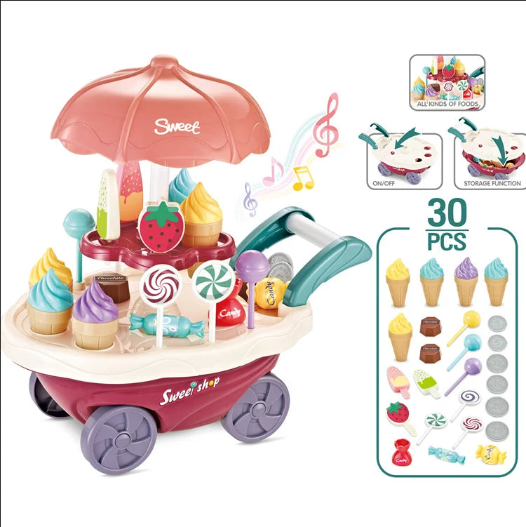 Kids Ice Cream Candy Cart Play Set