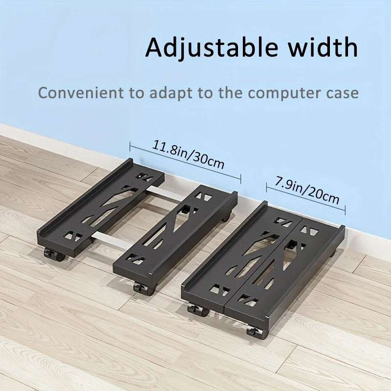 Adjustable Mobile CPU Stand with 4 Caster Wheels