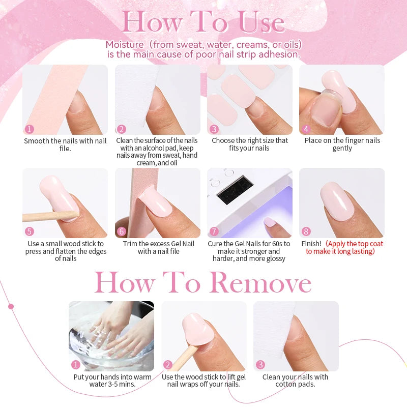 Harunouta Semi cured UV Gel Nail Wraps - 20 Tips