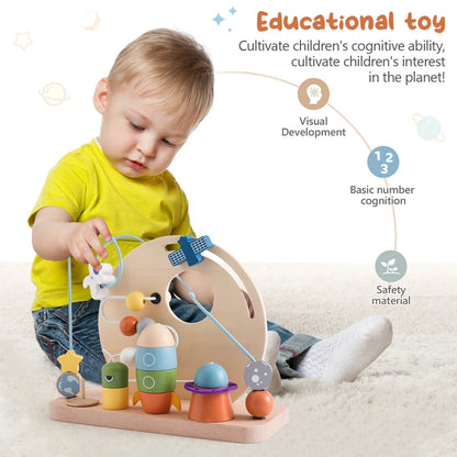 Montessori Sensory Baby Wooden Toy - Aviation Beaded Planet Learning