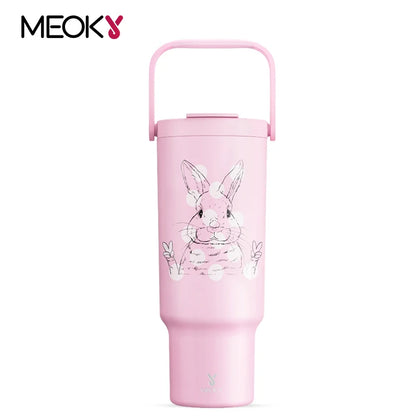 Meoky 40oz Insulated Pink Vacuum Tumbler Cup Mug