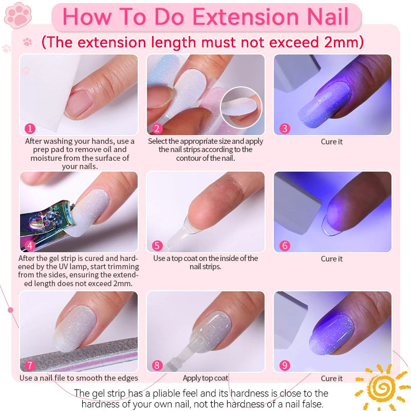 Harunouta Semi cured UV Gel Nail Wraps - 20 Tips