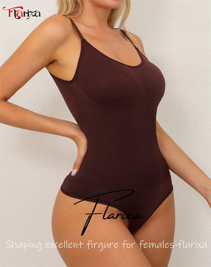 Flarixa Seamless Shapewear Bodysuit Full Body Shaper Thong Soft Body