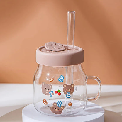 Cartoon Bear Glass Cup 500ml