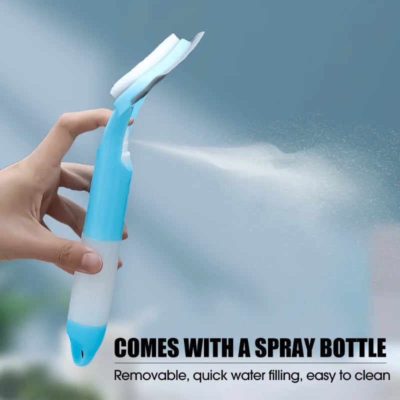 3-in-1 Silicon Squeegee Cleaning Brush with Spray Bottle