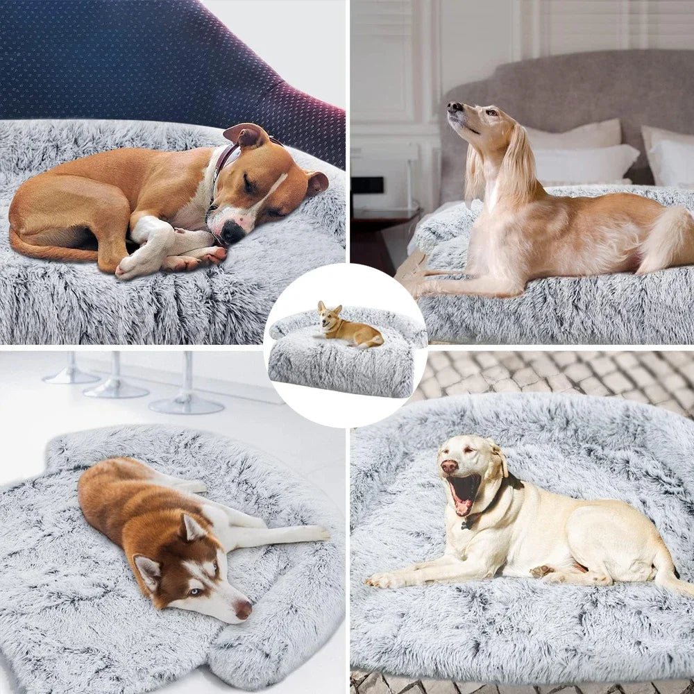 Removable Plush Pet Dog Bed Sofa - Winter Warm Washable Cushion Blanket