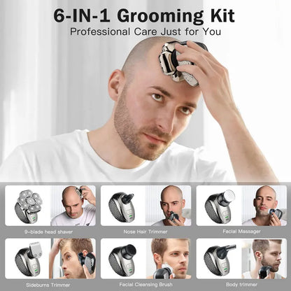 Men's 6-In-1 Electric Head Shaver & Grooming Kit
