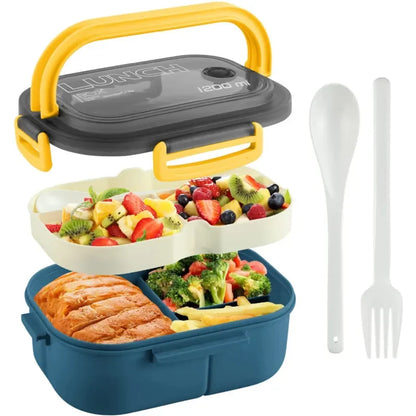 Kids Leak Proof Bento Lunch Box with Cutlery - Microwave Safe