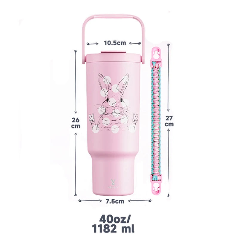 Meoky 40oz Insulated Pink Vacuum Tumbler Cup Mug