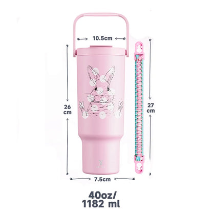 Meoky 40oz Insulated Pink Vacuum Tumbler Cup Mug