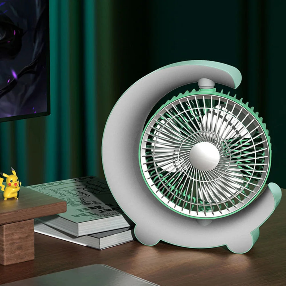 Portable USB Desk Fan with Colourful Light - 3 Speeds