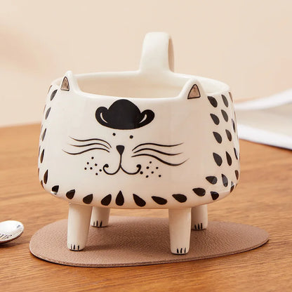 Cute Ceramic Cat Coffee Mug with 4 Legs - Meow Mugs