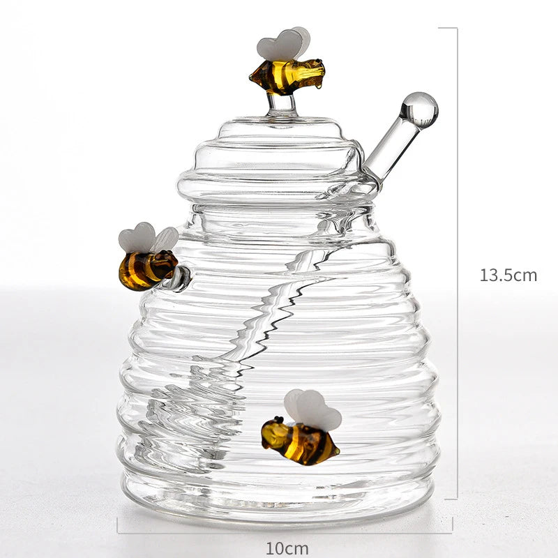 Clear Glass Honey Storage Jar With Lid