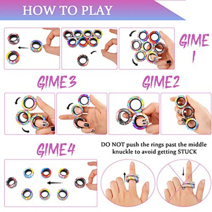 Colorful Magnetic Rings Fidget Toys Pack